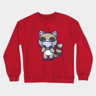 Cute Raccoon Wearing Mask Cartoon Crewneck Sweatshirt